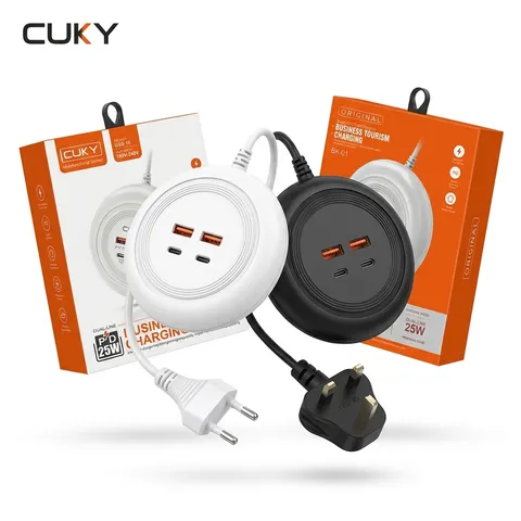 Ổ cắm sạc đa năng 4 cổng 2A + 2C CUKY / Original - giao random chân cắm, màu, logo (P136734)