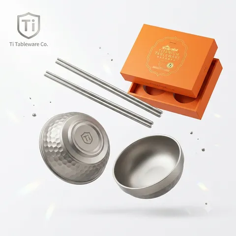 Bộ 2 Bát + 2 đôi đũa TITAN hãng Monber's Mark, chất liệu hợp kim mạ Titanium (P136540)