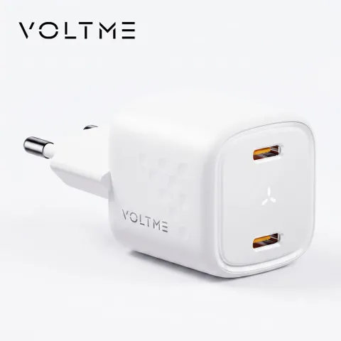 Củ sạc nhanh 30W VOLTME 2 cổng C+C (chân tròn) Revo 30 Duo (30W Dual-Port GaN Tech) (P135904)