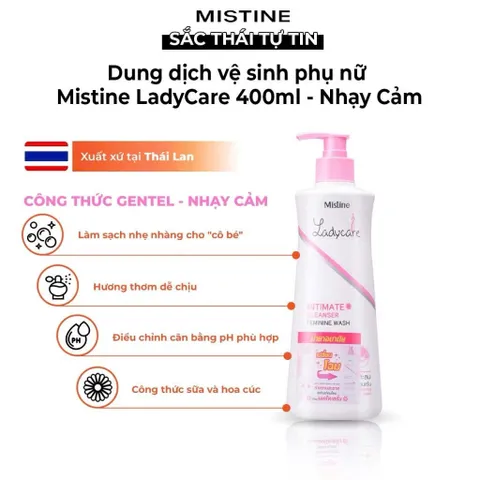 ￼Dung Dịch Vệ Sinh Phụ Nữ Mistine Lady Care Thái Lan, Cân Bằng pH, Làm Sạch, Khử Mùi - 400ml (P134719)