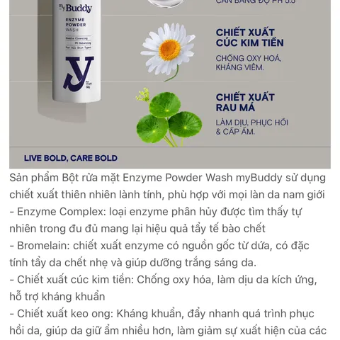 Bột Rửa Mặt Enzymed Chiết Xuất Thiên Nhiên, Sạch Sâu, Ngừa Mụn myBuddy 30g (P134703)
