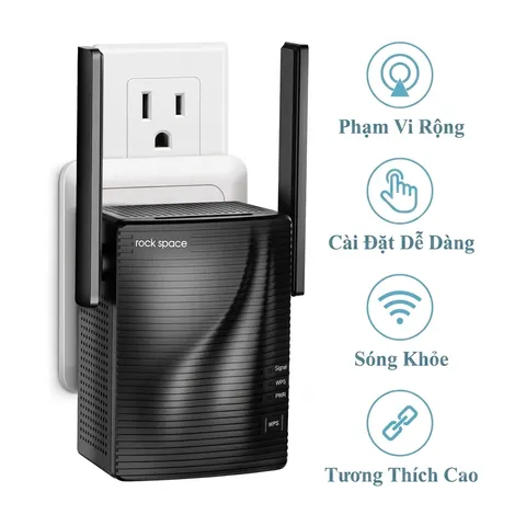 Bộ kích sóng Wifi Rock Space AC1200 , 2 ăng ten, băng tần kép 5G & 2.4G - có cổng LAN (P134206)