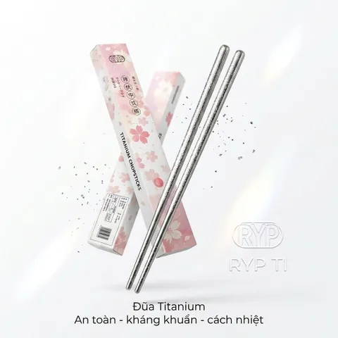 Đôi đũa Titanium thương hiệu RYP, Kháng khuẩn, siêu nhẹ, chống trơn, titan siêu bền (P134193)