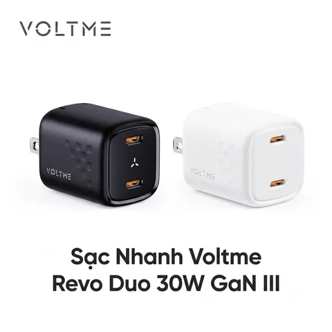 Củ Sạc Nhanh Voltme Revo Duo 30W GaN III | 2 Cổng Type-C Sạc Cùng Lúc (P133915)