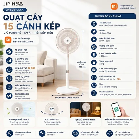 Quạt cây Xiaomi Jipin JP - F08 - CSXA kết nối App Mihome ( bản ndia) (P133114)