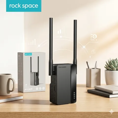 Bộ kích sóng WiFi 6 Rock Space AX1800 ( hàng Amazon Mỹ ) - có cổng LAN, phủ sóng nhà 140m2 (P133100)