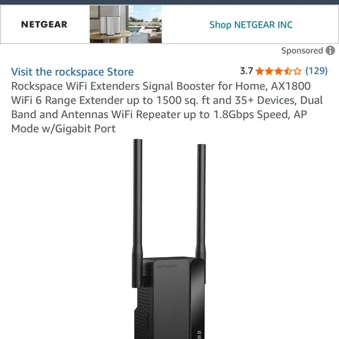 Bộ kích sóng WiFi 6 Rock Space AX1800 ( hàng Amazon Mỹ ) - có cổng LAN, phủ sóng nhà 140m2 (P133100)