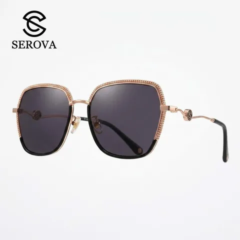 Kính râm cao cấp dành cho Nữ, chính hãng SEROVA SS9065 - C07, gọng mạ vàng, (P131321)
