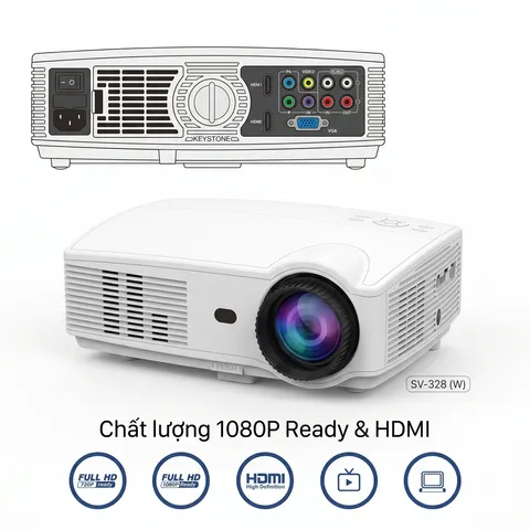 Máy chiếu MULTIMEDIA LED SV-328 ( nhà máy KONKA) , chạy Android, cài được Youtube (P130166)