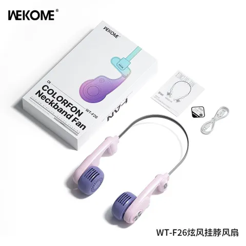 Quạt đeo cổ WEKOME WT-F26, siêu nhẹ, 5 tốc độ, gió 360 độ, gọng hợp kim (P129196)