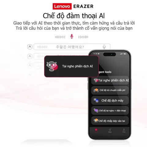Lenovo ERAZER X8 Tai nghe dịch thuật AI, độ trễ thấp, Bluetooth 5.4 (P128787)