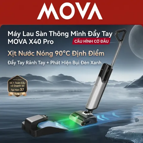 Máy hút bụi lau nhà XIAOMI Dreame Mova X40 Pro lau nước nóng 90°C, giặt & sấy khô giẻ (P128503)