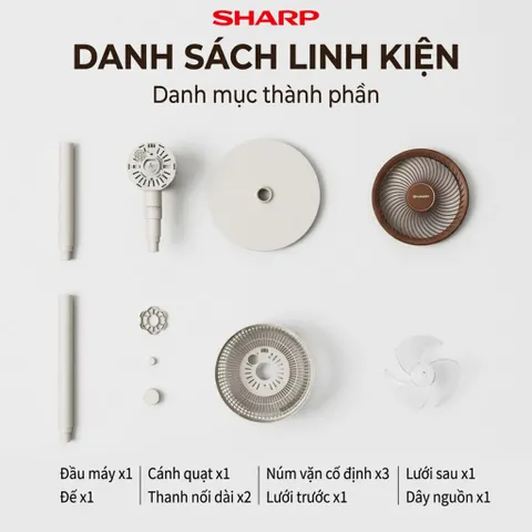 Quạt cây đa năng chính hãng SHARP PJ-CD300A, công suất 40W, tăng giảm chiều cao, có remote (P128078)