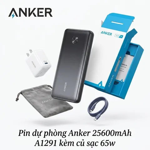 Pin dự phòng Anker 25600mAh A1291 sạc nhanh 87W - kèm củ sạc 65w + cáp C to C (P119133)