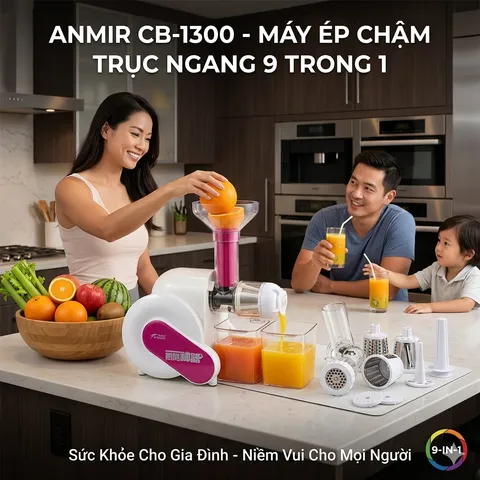 Máy ép chậm trục ngang 9 trong 1 ANMIR CB-1300 - hộp xấu (P117193)