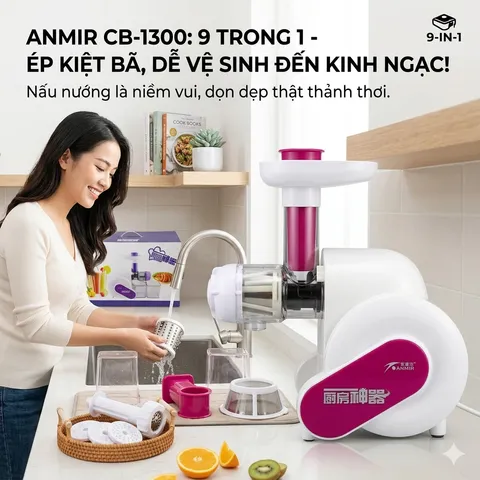 Máy ép chậm trục ngang 9 trong 1 ANMIR CB-1300 - hộp xấu (P117193)