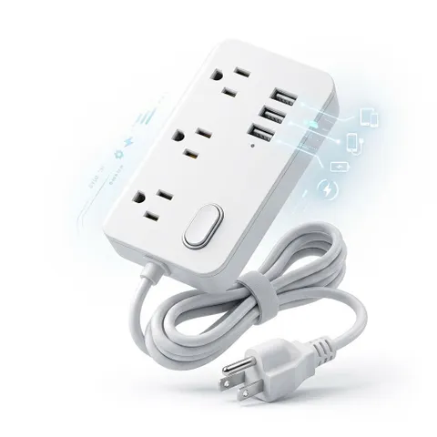 Ổ điện đa năng ECS-US005, 3 ổ 220V + 3 cổng USB-A ( không hộp) (P109079)