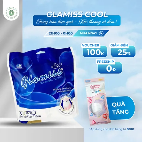 Băng vệ sinh quần cao cấp GLAMISS COOL tiện lợi, hương thơm nhẹ, siêu thấm hút, khô thoáng