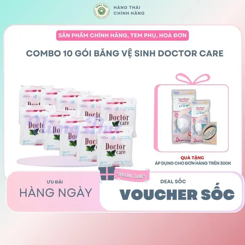 Combo 10 gói băng vệ sinh Doctor Care hàng ngày 20 miếng