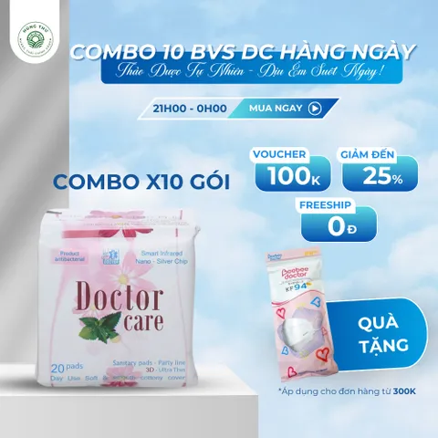 Combo 10 gói băng vệ sinh Doctor Care hàng ngày 20 miếng