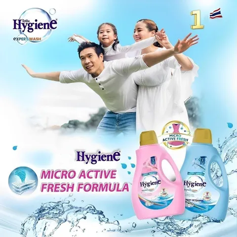 NƯỚC GIẶT HYGIENE CAN 2.8L  - vừa giặt vừa xả, giữ màu quần áo luôn tươi mới và lưu lại mùi hương nhẹ nhàng