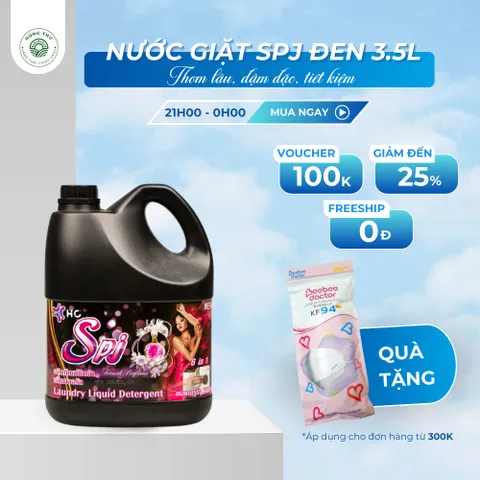 NƯỚC GIẶT SPJ 3.5L Can Vuông ĐEN, VÀNG-giúp làm mềm, tơi xốp sợi vải, chăm sóc và lưu hương giúp quần áo luôn ngát hương
