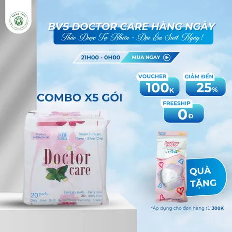 [COMBO 5 GÓI] Băng vệ sinh thảo dược DOCTOR CARE hàng ngày, siêu mỏng nhẹ, khô thoáng, an toàn có mùi thơm nhẹ