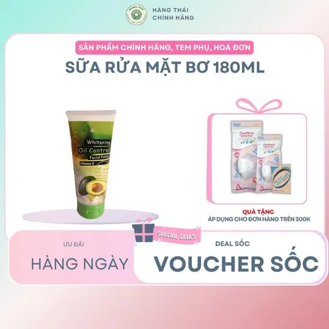 SỮA RỬA MẶT BƠ 180ml - Dưỡng da sáng mịn, làm sạch sâu, phù hợp mọi loại da, sản phẩm tự nhiên