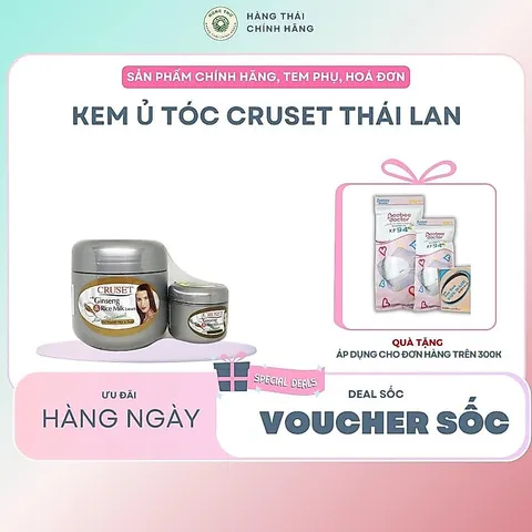 KEM Ủ TÓC CRUSET THÁI LAN Sâm 500g [tặng kèm hủ 40g] - Kem Ủ Tóc Giúp Tóc Bóng Khỏe, Mềm Mượt Và Ngăn Ngừa Rụng Tóc