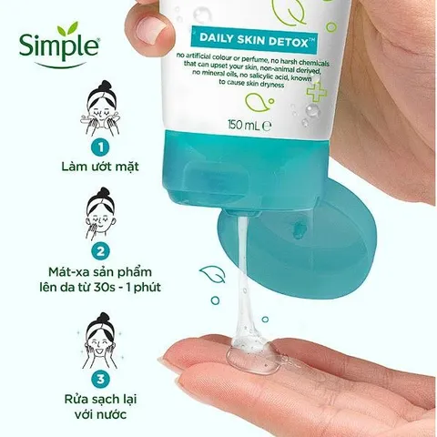 Sữa rửa mặt Simple xanh dương Purifying Gel Wash cho da dầu mụn 150ml