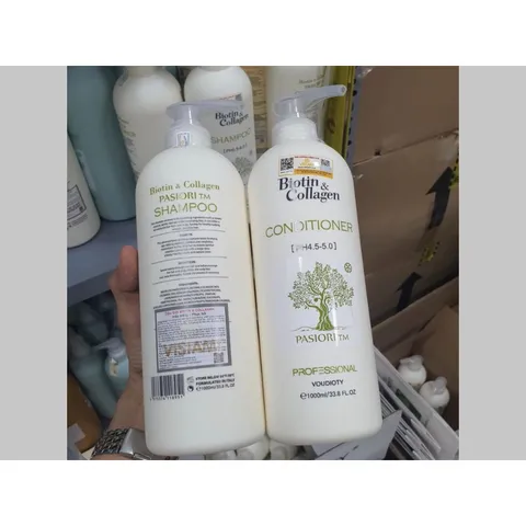 Cặp dầu gội Collagen trắng phục hồi tóc hư tổn mạnh 1000ml dùng trong salon tóc