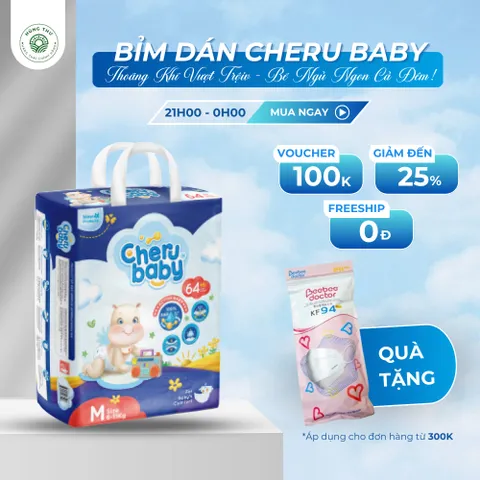 [Đủ size] Bỉm CheruBaby nhập khẩu Mỹ mềm mỏng, thấm hút thông minh, an toàn cho bé từ 4 - 25 kg