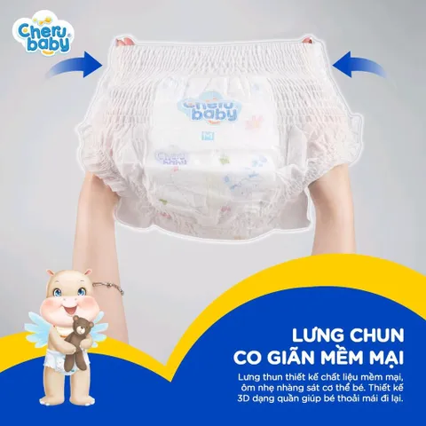 [Đủ size] Bỉm CheruBaby nhập khẩu Mỹ mềm mỏng, thấm hút thông minh, an toàn cho bé từ 4 - 25 kg