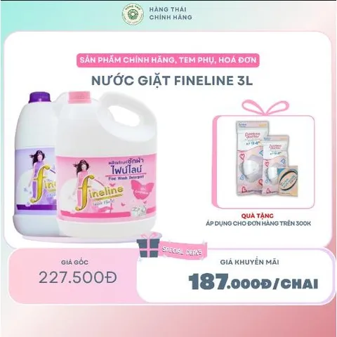 NƯỚC GIẶT FINELINE 3L - Giặt sạch vết bẩn không gây kích ứng làn da, bảo vệ từng thớ vải, chống nhăn