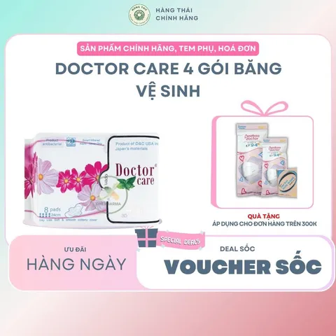 5 GÓI Băng vệ sinh Doctor care Ban Ngày TẶNG 4 gói GIẤY ĂN Slisoft siêu dai