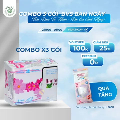 SÉT 3 GÓI Băng vệ sinh Doctor Care Ban ngày 8 miếng