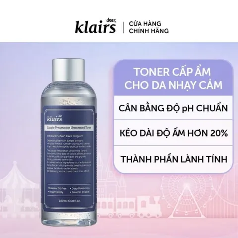 Nước hoa hồng Klairs 180ml dành cho da thường, da mụn và da nhạy cảm