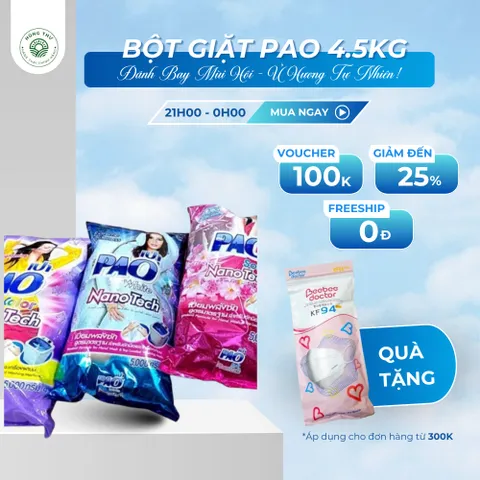 XÀ PHÒNG PAO 4.5KG - Loại bỏ các chất bụi bẩn và các vết ố lâu ngày trên quần áo, hương thơm dịu nhẹ