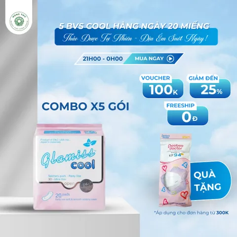 5 gói Băng vệ sinh GLAMISS COOL hàng ngày 20 miếng