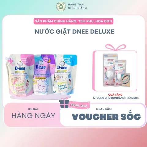 Nước giặt Dnee Deluxe cao cấp phù hợp cho quần áo cả gia đình, nội địa thái cho bé 1100ml - chính hãng, siêu đậm đặc