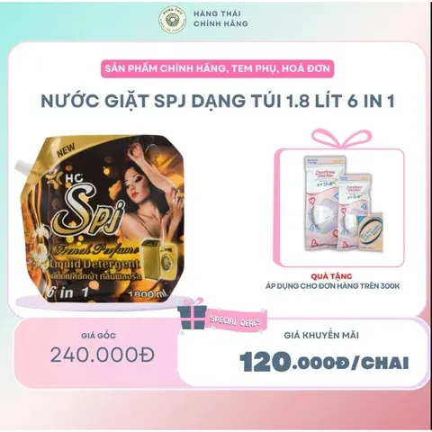 NƯỚC GIẶT SPJ TÚI 1.8L  -giúp làm mềm, tơi xốp sợi vải, chăm sóc và lưu hương giúp quần áo luôn ngát hương thơm.
