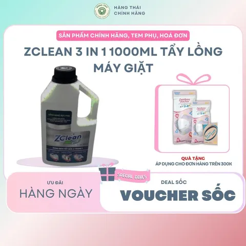 Zclean 3 in 1 1000ml tẩy lồng máy giặt, làm sáng Inox, thông cống Làm Sạch