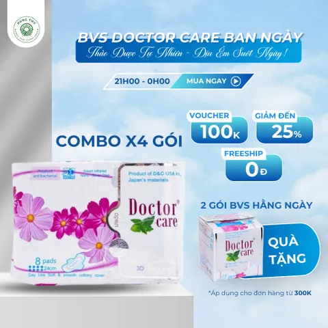 [Tặng 2 gói hàng ngày] 4 Gói Băng Vệ Sinh Doctor Care Ban Ngày – Siêu Thấm Hút, Chống Tràn, Thảo Dược Dịu Nhẹ
