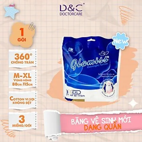 [TẶNG 2 GÓI BVS QUẦN] 5 Gói Băng vệ sinh Doctor Care Glamiss Cool Ban Ngày dài 24,5 cm siêu thấm hút 8 miếng