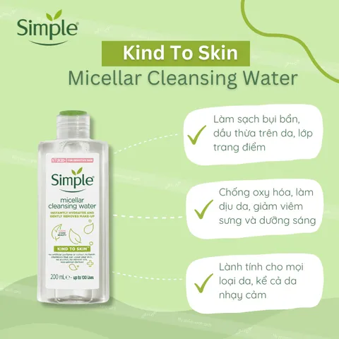 Nước tẩy trang Simp le 200ml - Làm Sạch Trang Điểm và Cấp Ẩm