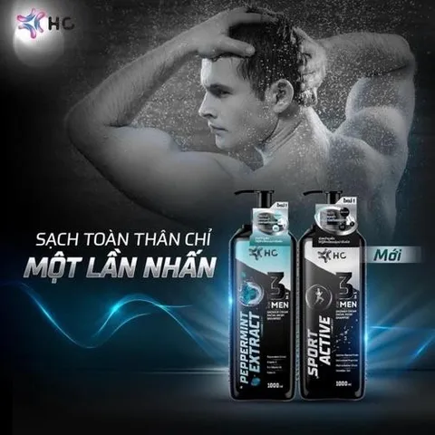 Sữa Tắm Gội 3in1 HC Thái Lan 1000ml – Làm Sạch, Dưỡng Ẩm, Hương Thơm Nam Tính