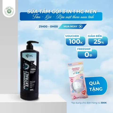 Sữa Tắm Gội 3in1 HC Thái Lan 1000ml – Làm Sạch, Dưỡng Ẩm, Hương Thơm Nam Tính