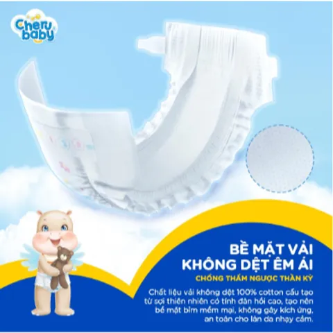 Bỉm dán cho bé CheruBaby S86 thấm hút nhanh chống tràn dành cho bé 4-8kg bịch 86miếng an toàn cho bé
