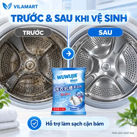 Bột Vệ Sinh Lồng Máy Giặt Dạng Gói – Hỗ Trợ Tẩy Cặn Bẩn, Mốc Gioăng Cao Su, Khử Mùi Và Làm Sạch Máy Giặt