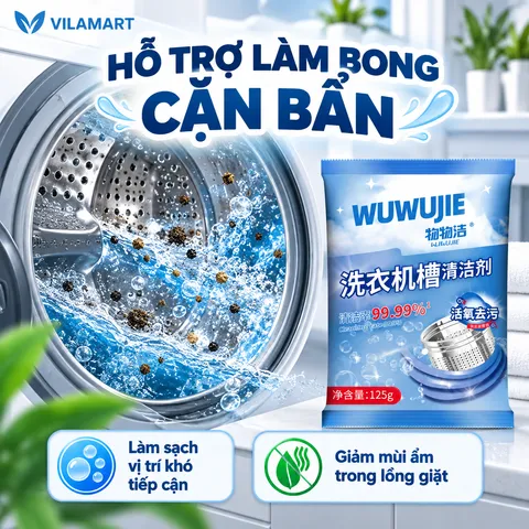 Bột Vệ Sinh Lồng Máy Giặt Dạng Gói – Hỗ Trợ Tẩy Cặn Bẩn, Mốc Gioăng Cao Su, Khử Mùi Và Làm Sạch Máy Giặt